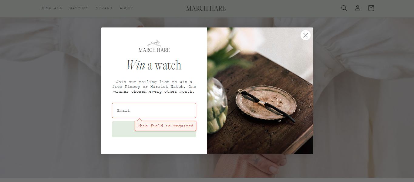 E-commerce website for a watch marchharewatches