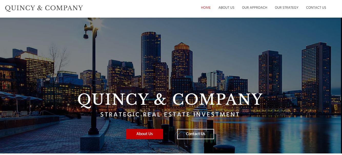 Website for a Quincy & Company Real Estate Investments